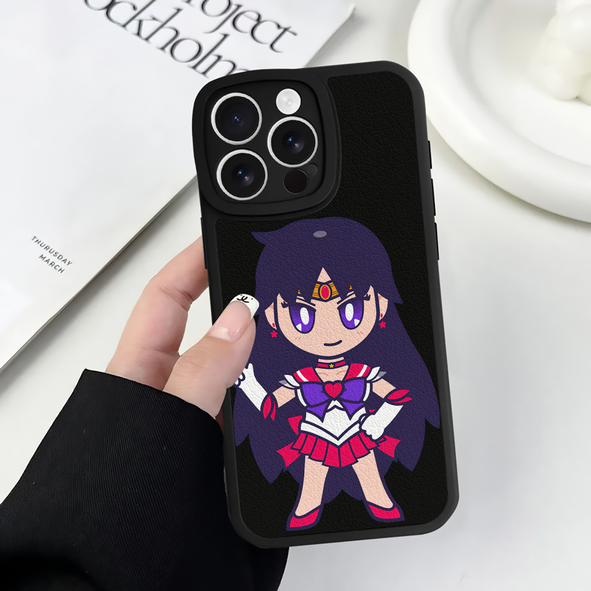 （画像用） 美少女戦士セーラームーン 火野レイ ひの レイ Sailor Moon Hino Rei （セーラーマーズ,Sailor Mars） 【iPhone 16シリーズ対応】シリコンスマホケース（レザー調） 材質：シリコン